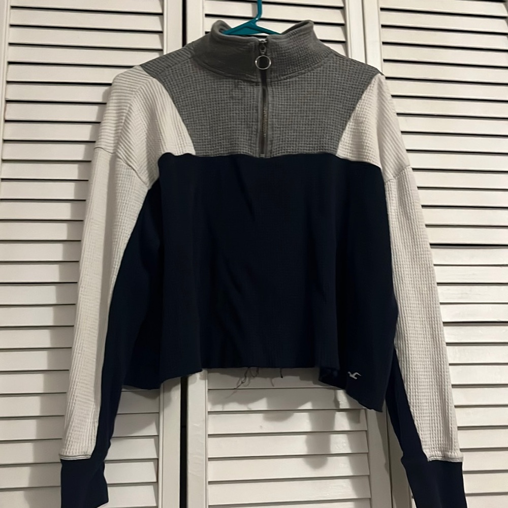 Hollister Cropped Zipper Crewneck, Size Medium